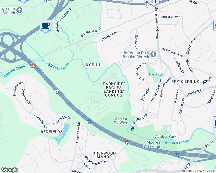 map of restaurants, bars, coffee shops, grocery stores, and more near 122 Yellowstone Drive in Charlottesville