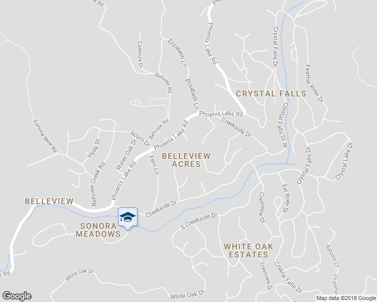 map of restaurants, bars, coffee shops, grocery stores, and more near 16586 Sallander Drive in Sonora