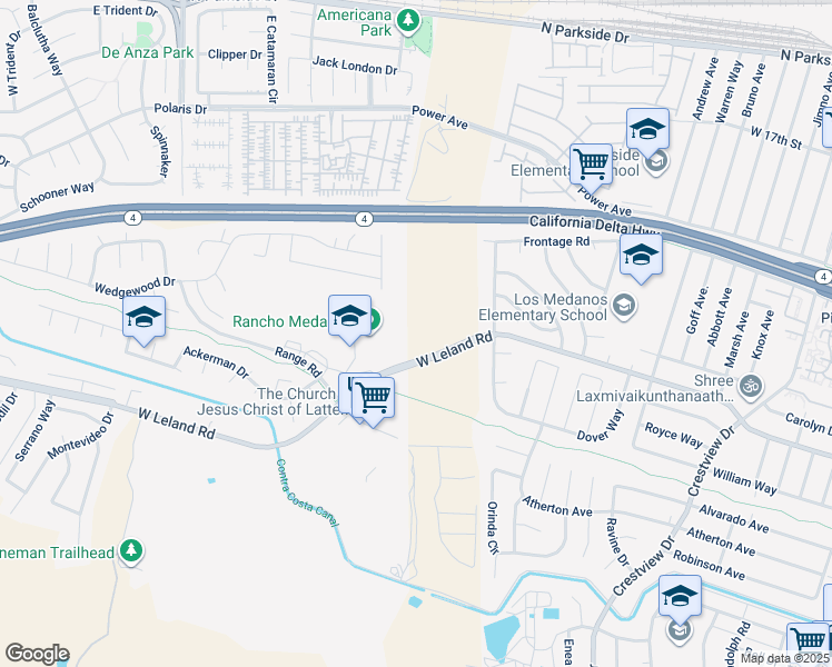 map of restaurants, bars, coffee shops, grocery stores, and more near 100 El Dorado Drive in Pittsburg