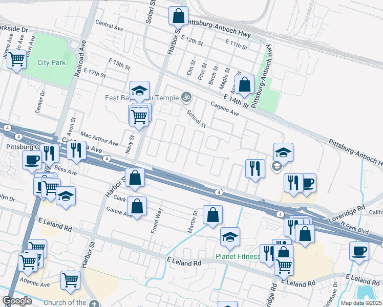 map of restaurants, bars, coffee shops, grocery stores, and more near 2001 Newport Drive in Pittsburg