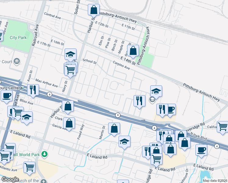 map of restaurants, bars, coffee shops, grocery stores, and more near 683 Stone Harbour Drive in Pittsburg
