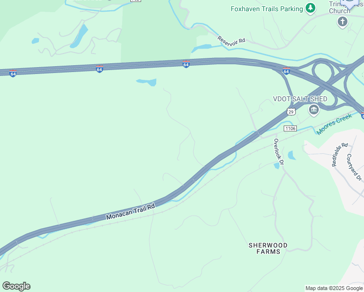 map of restaurants, bars, coffee shops, grocery stores, and more near 1445 Shepards Hill Place in Charlottesville