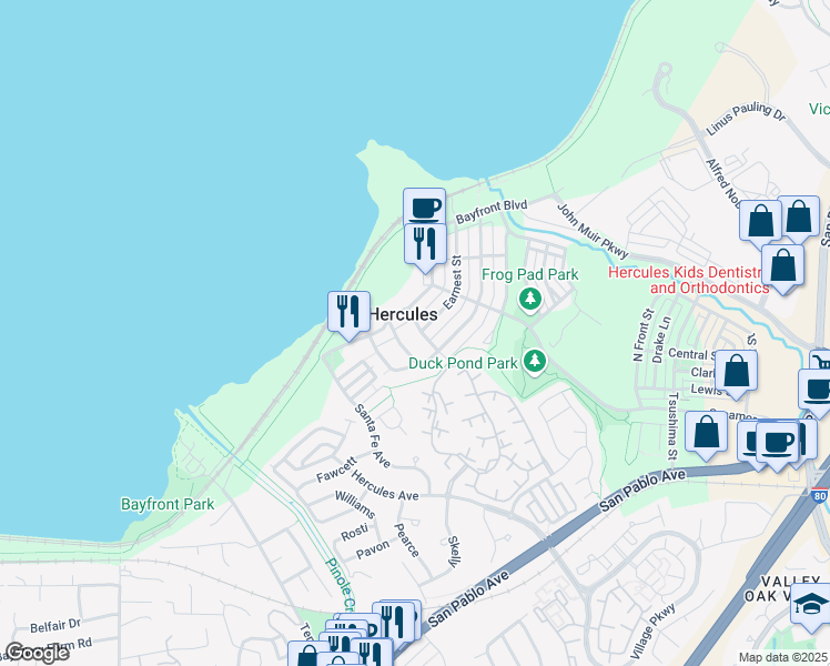 map of restaurants, bars, coffee shops, grocery stores, and more near in Rodeo