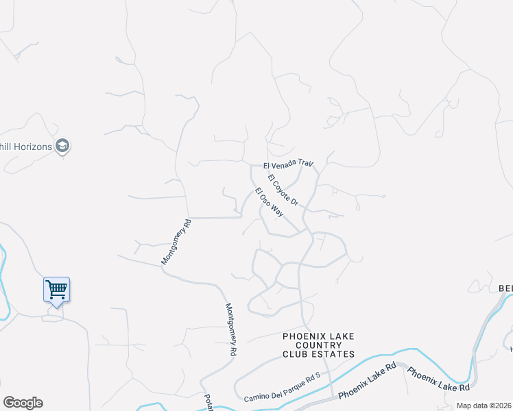 map of restaurants, bars, coffee shops, grocery stores, and more near 21816 El Oso Way in Sonora