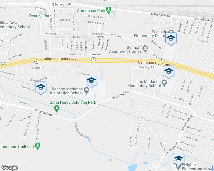 map of restaurants, bars, coffee shops, grocery stores, and more near 2121 Bodega Drive in Pittsburg