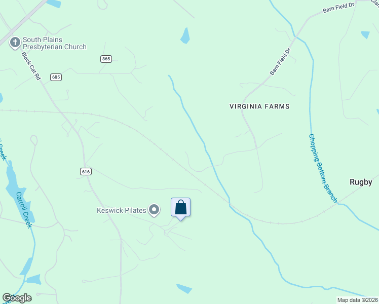 map of restaurants, bars, coffee shops, grocery stores, and more near 4798 Barn Field Drive in Keswick