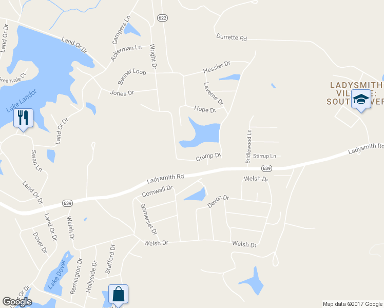 map of restaurants, bars, coffee shops, grocery stores, and more near 323 Crump Drive in Ruther Glen