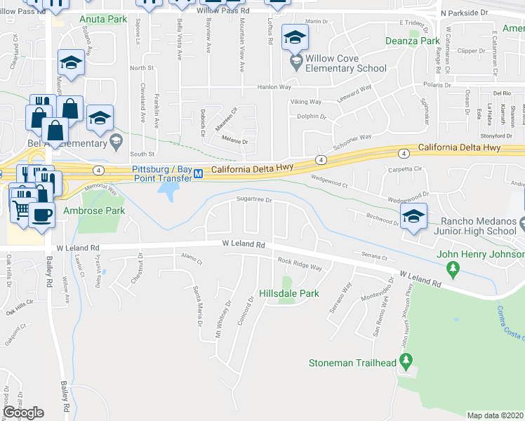 map of restaurants, bars, coffee shops, grocery stores, and more near 2153 Peachtree Circle in Pittsburg