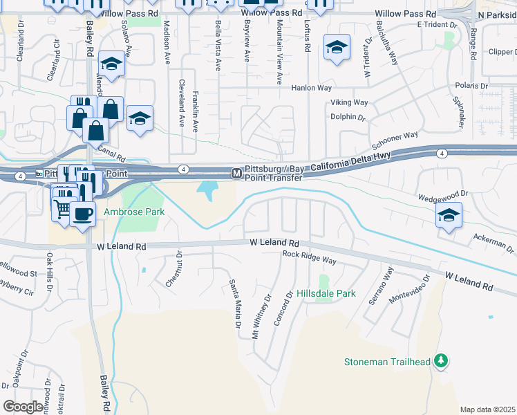 map of restaurants, bars, coffee shops, grocery stores, and more near 2174 Sugartree Drive in Pittsburg