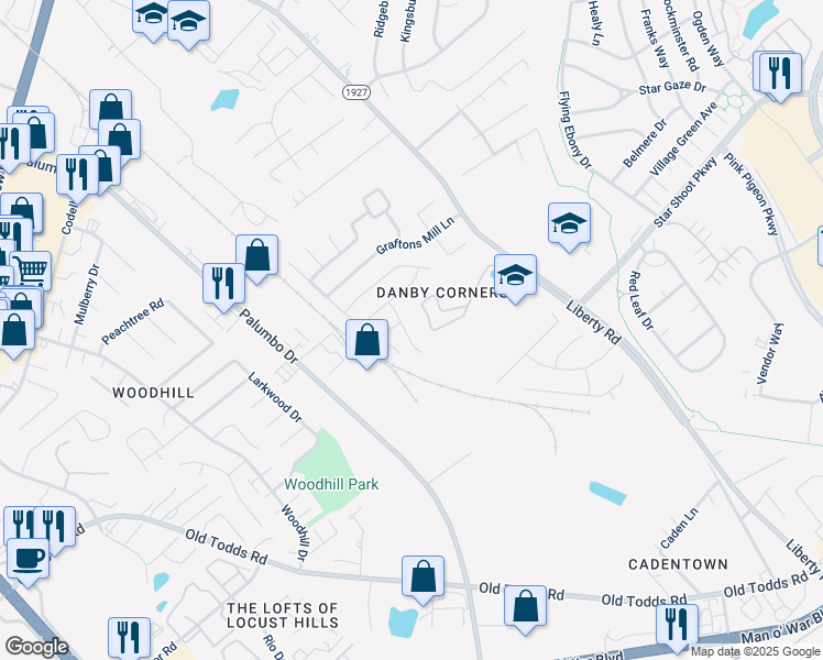 map of restaurants, bars, coffee shops, grocery stores, and more near 2541 Tinmouth Vale Lane in Lexington