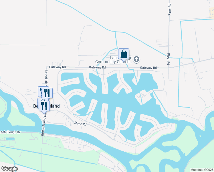 map of restaurants, bars, coffee shops, grocery stores, and more near Edgewater Court in Oakley