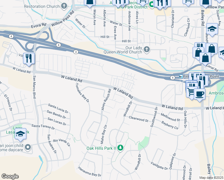 map of restaurants, bars, coffee shops, grocery stores, and more near in Pittsburg