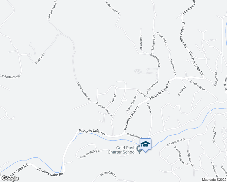 map of restaurants, bars, coffee shops, grocery stores, and more near 21774 Hyde Street in Sonora