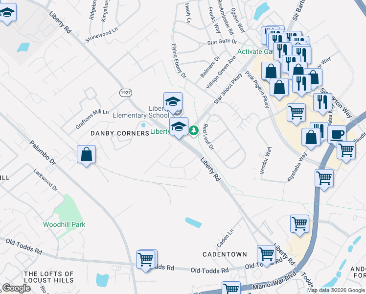 map of restaurants, bars, coffee shops, grocery stores, and more near 749 Whispering Brook Trce in Lexington