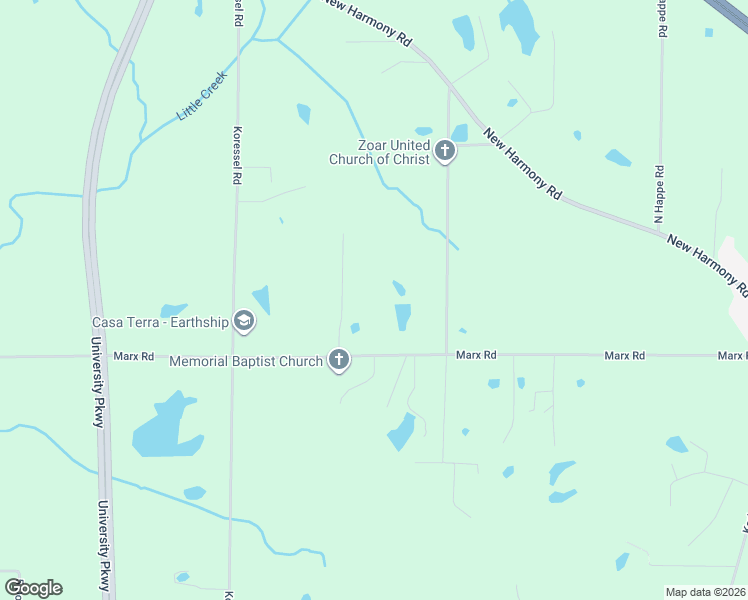 map of restaurants, bars, coffee shops, grocery stores, and more near 4040 Church Road in Evansville
