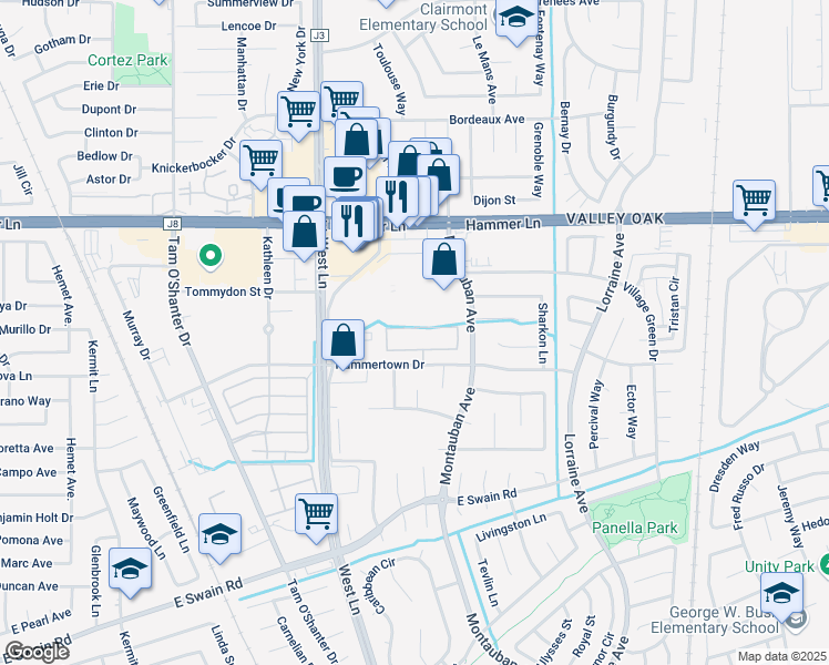 map of restaurants, bars, coffee shops, grocery stores, and more near 1802 Caleb Circle in Stockton