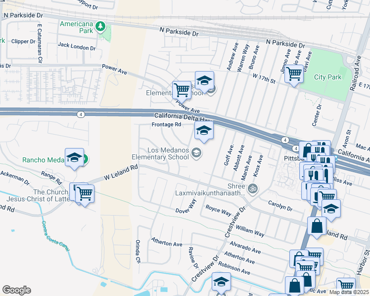 map of restaurants, bars, coffee shops, grocery stores, and more near 35 Chelsea Way in Pittsburg