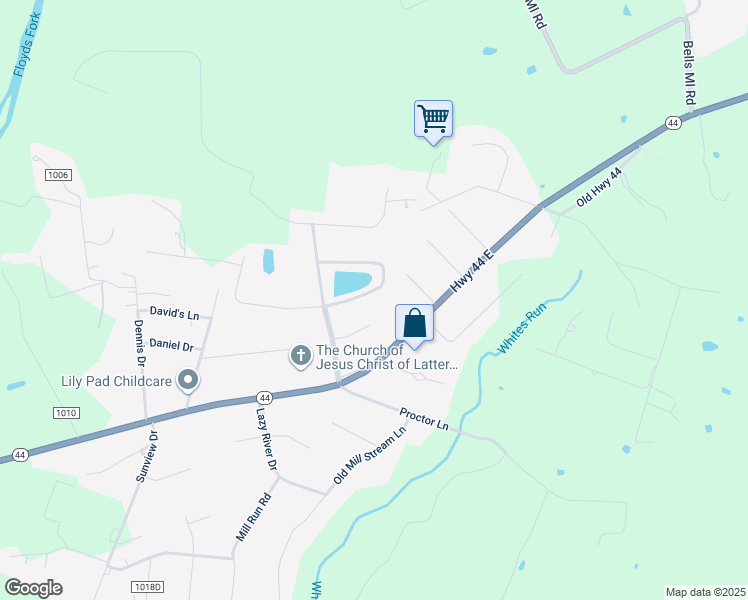 map of restaurants, bars, coffee shops, grocery stores, and more near 207 Shady Pond Lane in Shepherdsville