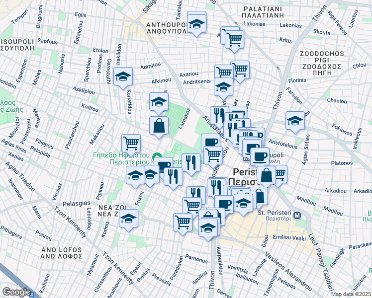 map of restaurants, bars, coffee shops, grocery stores, and more near in 