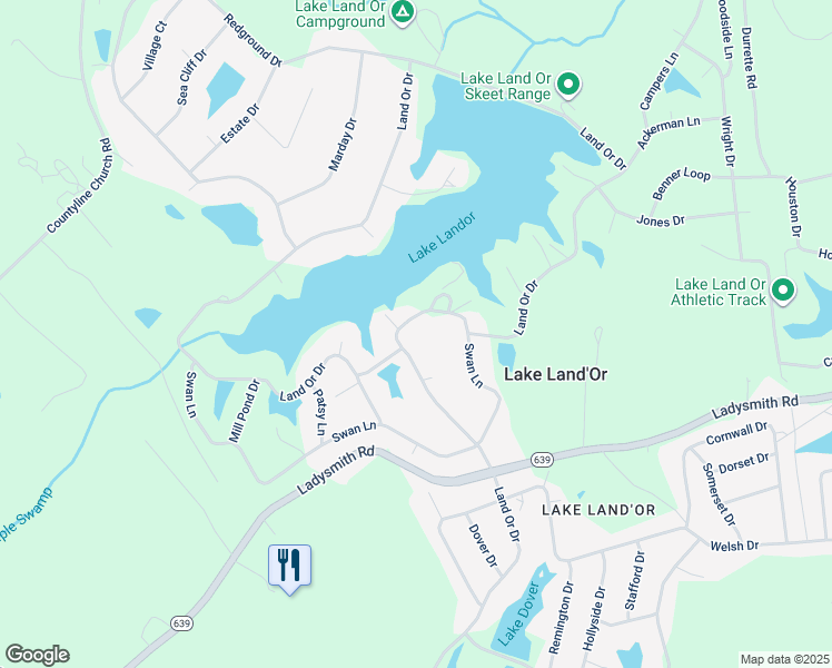 map of restaurants, bars, coffee shops, grocery stores, and more near 308 Land Or Drive in Ruther Glen