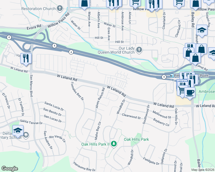 map of restaurants, bars, coffee shops, grocery stores, and more near in Pittsburg