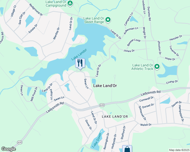 map of restaurants, bars, coffee shops, grocery stores, and more near 329 Land Or Drive in Ruther Glen