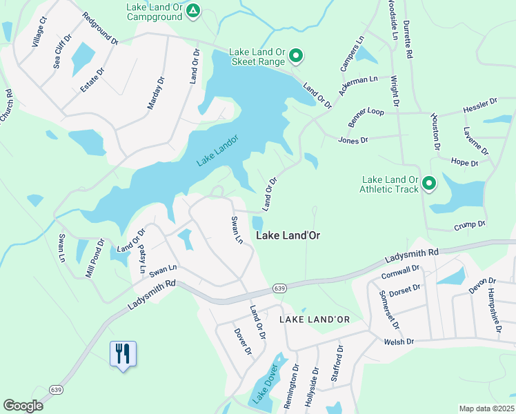 map of restaurants, bars, coffee shops, grocery stores, and more near 329 Land Or Drive in Ruther Glen