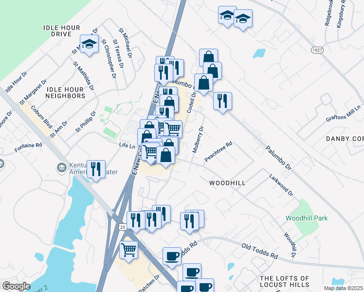 map of restaurants, bars, coffee shops, grocery stores, and more near 310 Codell Drive in Lexington