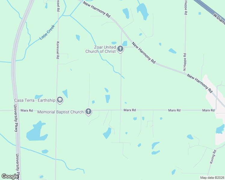 map of restaurants, bars, coffee shops, grocery stores, and more near 4040 Church Road in Evansville