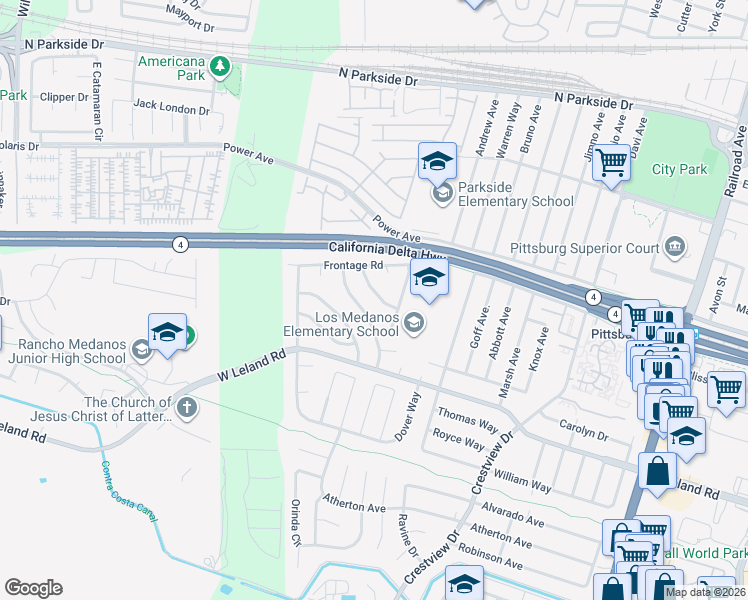 map of restaurants, bars, coffee shops, grocery stores, and more near 92 Covington Drive in Pittsburg