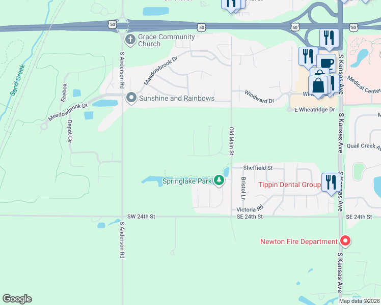 map of restaurants, bars, coffee shops, grocery stores, and more near 215 Summer Drive in Newton