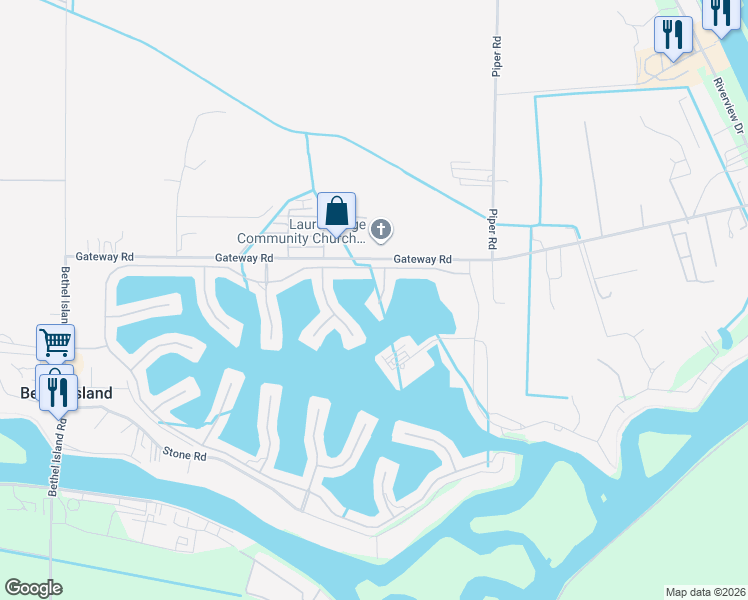map of restaurants, bars, coffee shops, grocery stores, and more near 30 Grey Whale Place in Bethel Island