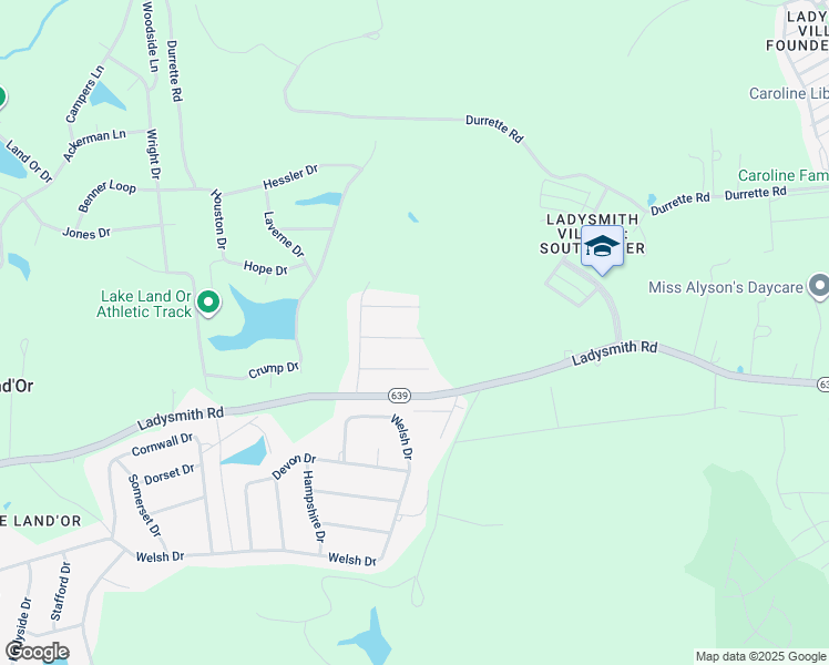 map of restaurants, bars, coffee shops, grocery stores, and more near 6197 Derby Way in Ruther Glen