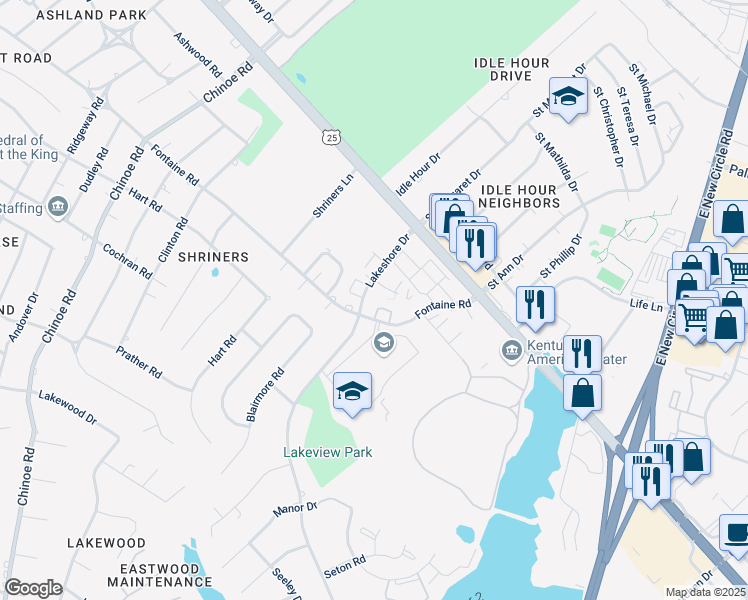 map of restaurants, bars, coffee shops, grocery stores, and more near in Lexington