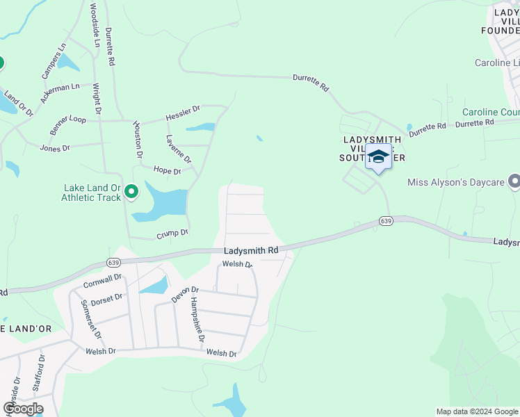 map of restaurants, bars, coffee shops, grocery stores, and more near 6197 Derby Way in Ruther Glen