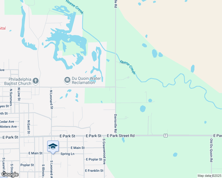 map of restaurants, bars, coffee shops, grocery stores, and more near 2427 Davisville Road in Du Quoin