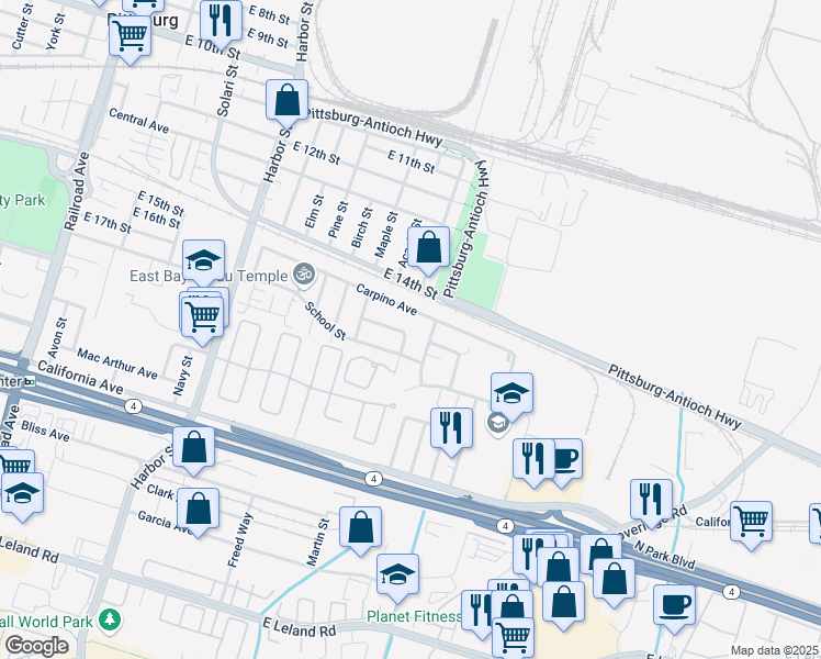 map of restaurants, bars, coffee shops, grocery stores, and more near 655 Chester Drive in Pittsburg