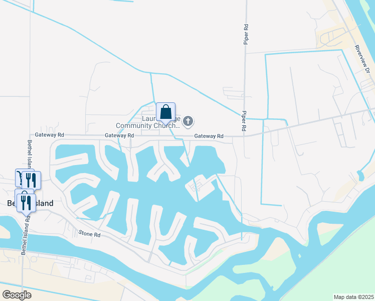 map of restaurants, bars, coffee shops, grocery stores, and more near 16 Grey Whale Place in Bethel Island
