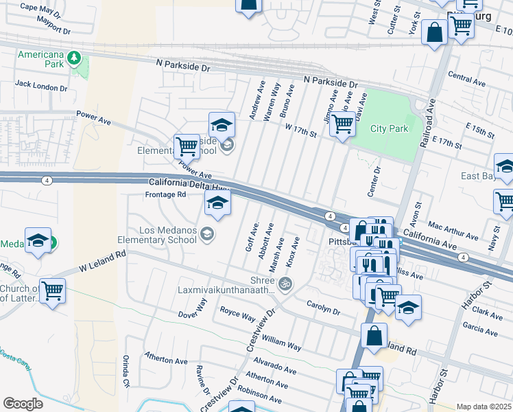 map of restaurants, bars, coffee shops, grocery stores, and more near 2106 Goff Avenue in Pittsburg