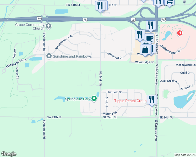 map of restaurants, bars, coffee shops, grocery stores, and more near 1701 Old Main Street in Newton