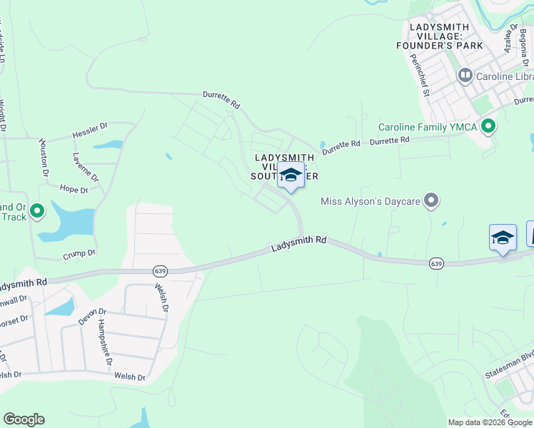 map of restaurants, bars, coffee shops, grocery stores, and more near 6634 Sterling Way in Ruther Glen