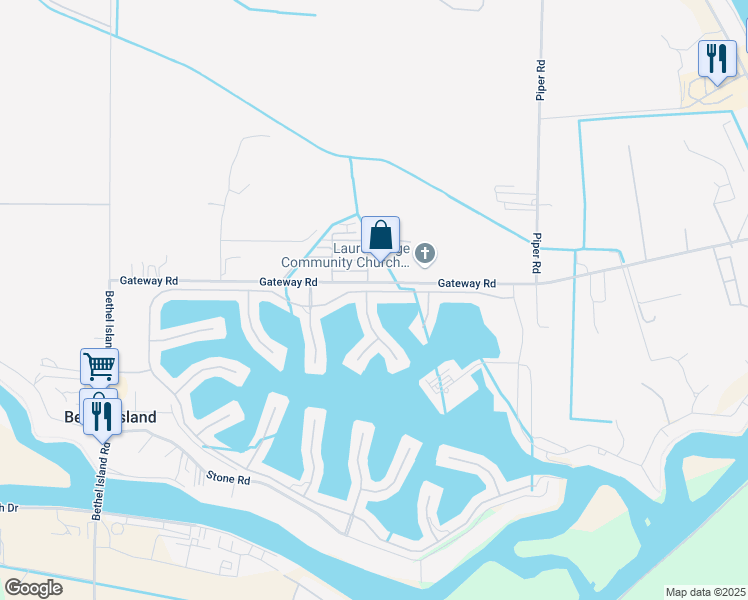 map of restaurants, bars, coffee shops, grocery stores, and more near 3113 Delta Coves Drive in Bethel Island