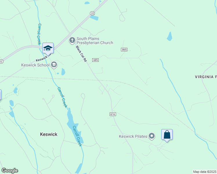 map of restaurants, bars, coffee shops, grocery stores, and more near 641 Black Cat Road in Keswick