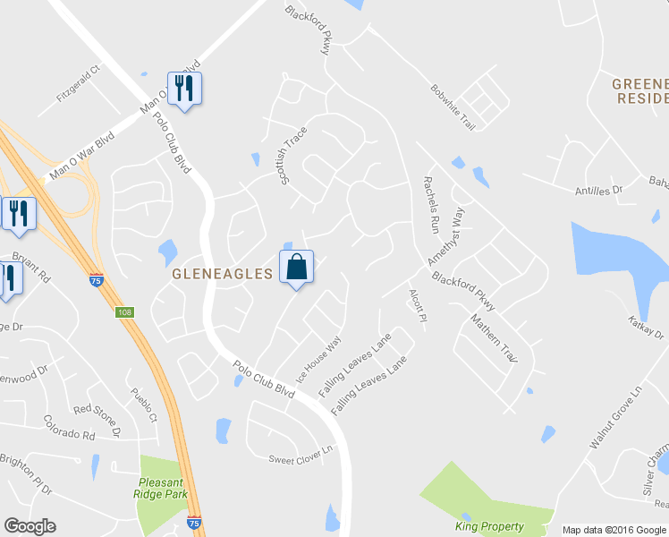 map of restaurants, bars, coffee shops, grocery stores, and more near 2397 Ice House Way in Lexington