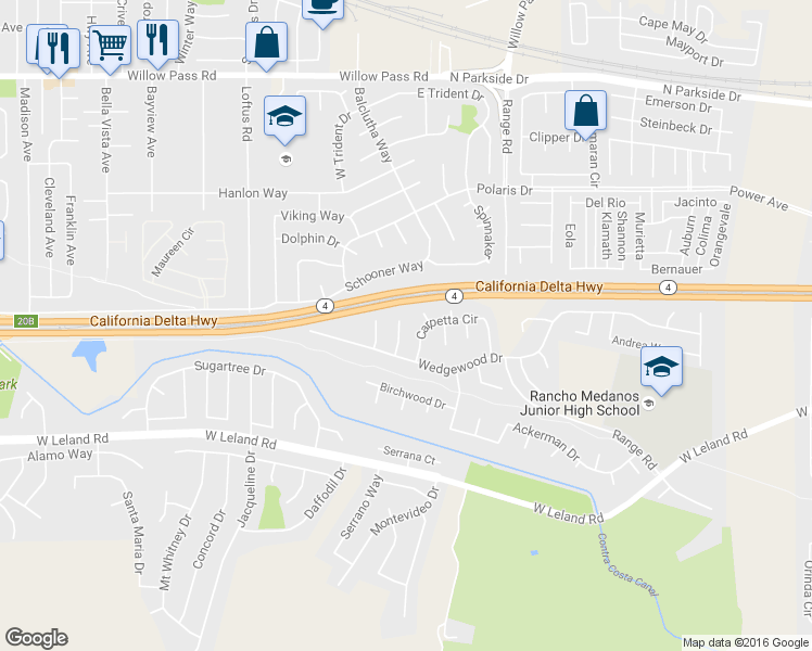 map of restaurants, bars, coffee shops, grocery stores, and more near 2105 Greenwood Place in Pittsburg