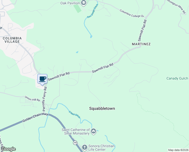 map of restaurants, bars, coffee shops, grocery stores, and more near 21921 Sawmill Flat Road in Sonora