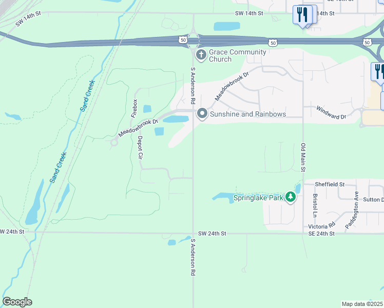 map of restaurants, bars, coffee shops, grocery stores, and more near 2015 South Anderson Road in Newton