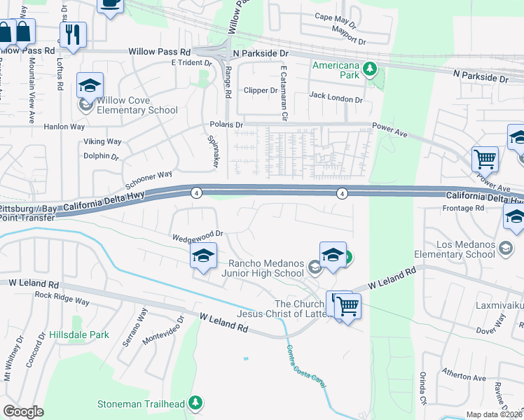 map of restaurants, bars, coffee shops, grocery stores, and more near 779 Wedgewood Drive in Pittsburg