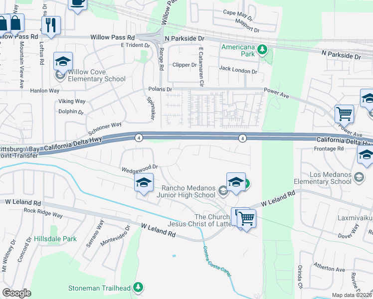 map of restaurants, bars, coffee shops, grocery stores, and more near 779 Wedgewood Drive in Pittsburg
