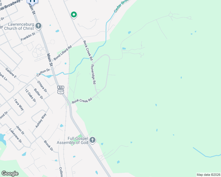 map of restaurants, bars, coffee shops, grocery stores, and more near 1220 Stoneridge Road in Lawrenceburg